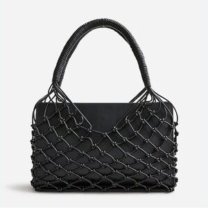NWOT JCrew Black Leather Woven Rope Sedona Rectangle Bag  (Sold Out Online)